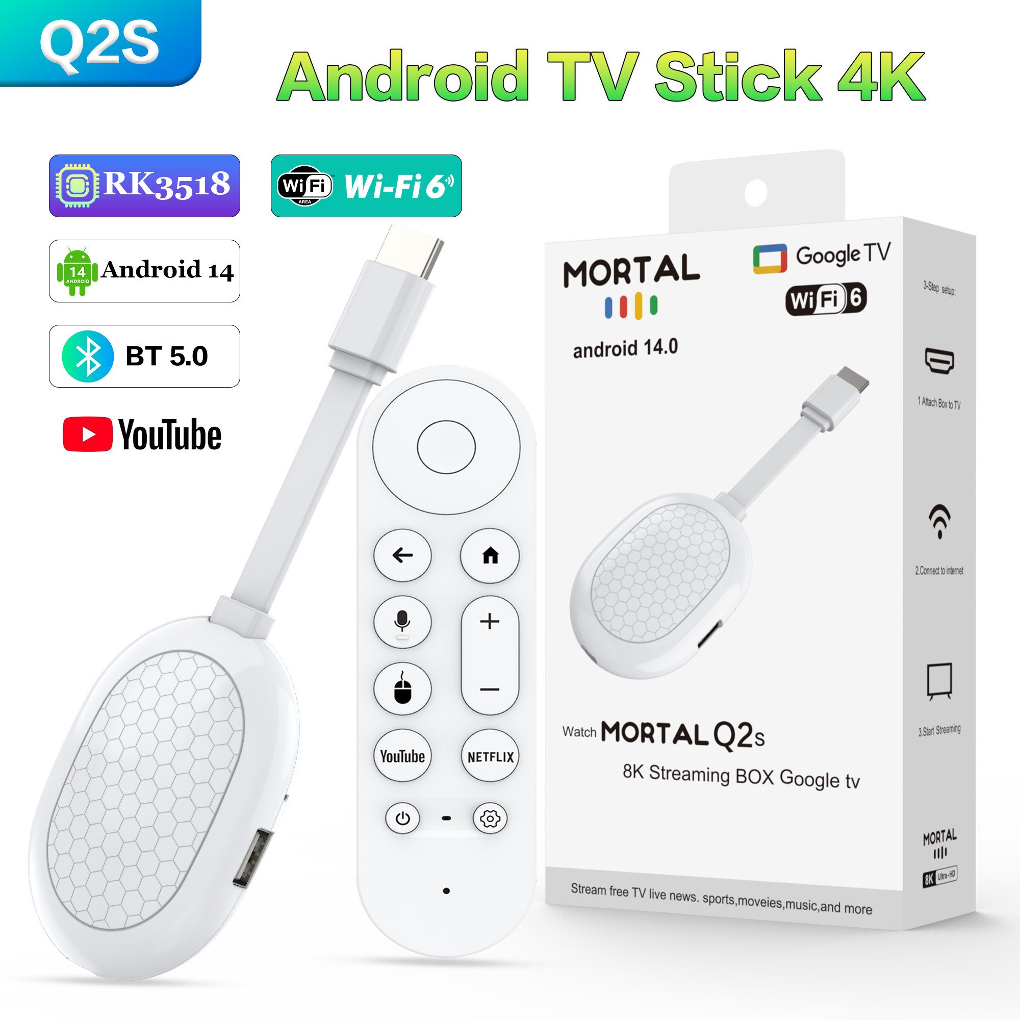4K Media Player - Nuovo Smart TV Stick Q2S Android